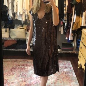 🤎Anthropologie Rich Chocolate Colored Sequined Dress🤎